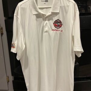 1-2026. Men's White Polo Shirt with CAL-FIRE CALIFORNIA POLO SHIRT W/BADGES